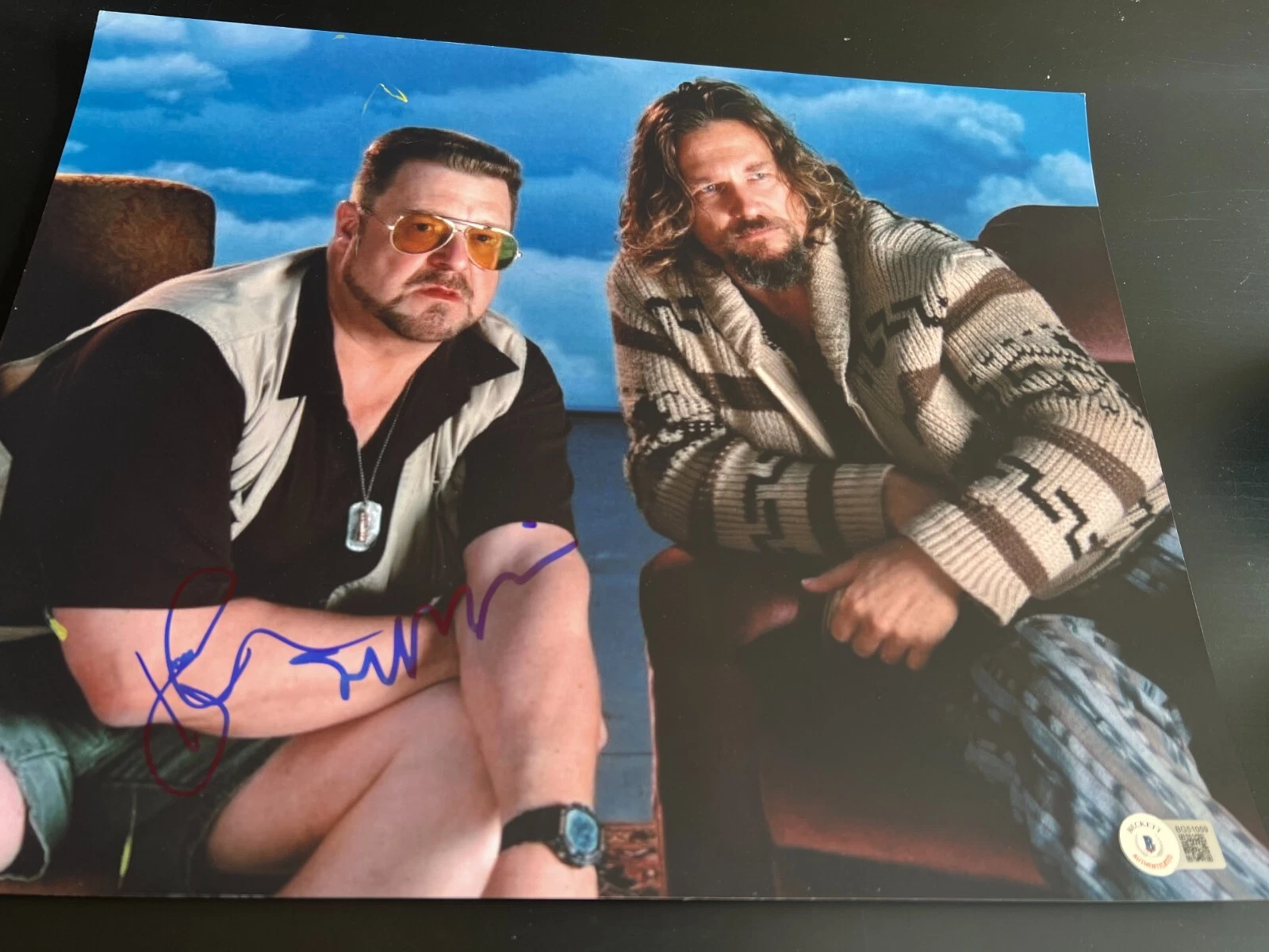 JEFF BRIDGES JOHN GOODMAN SIGNED AUTOGRAPH 11x14 PHOTO BIG LEBOWSKI BECKETT E