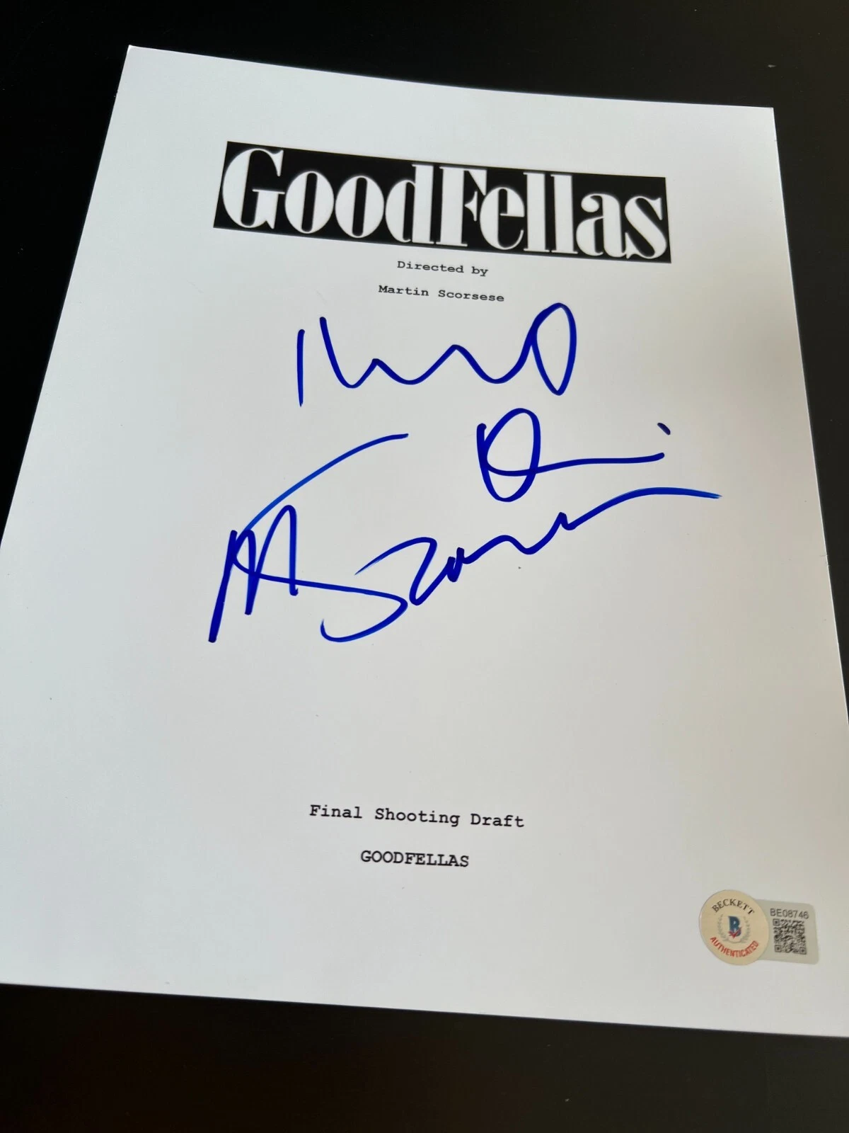 MARTIN SCORSESE ROBERT DENIRO SIGNED AUTOGRAPH MOVIE SCRIPT GOODFELLAS BECKETT D