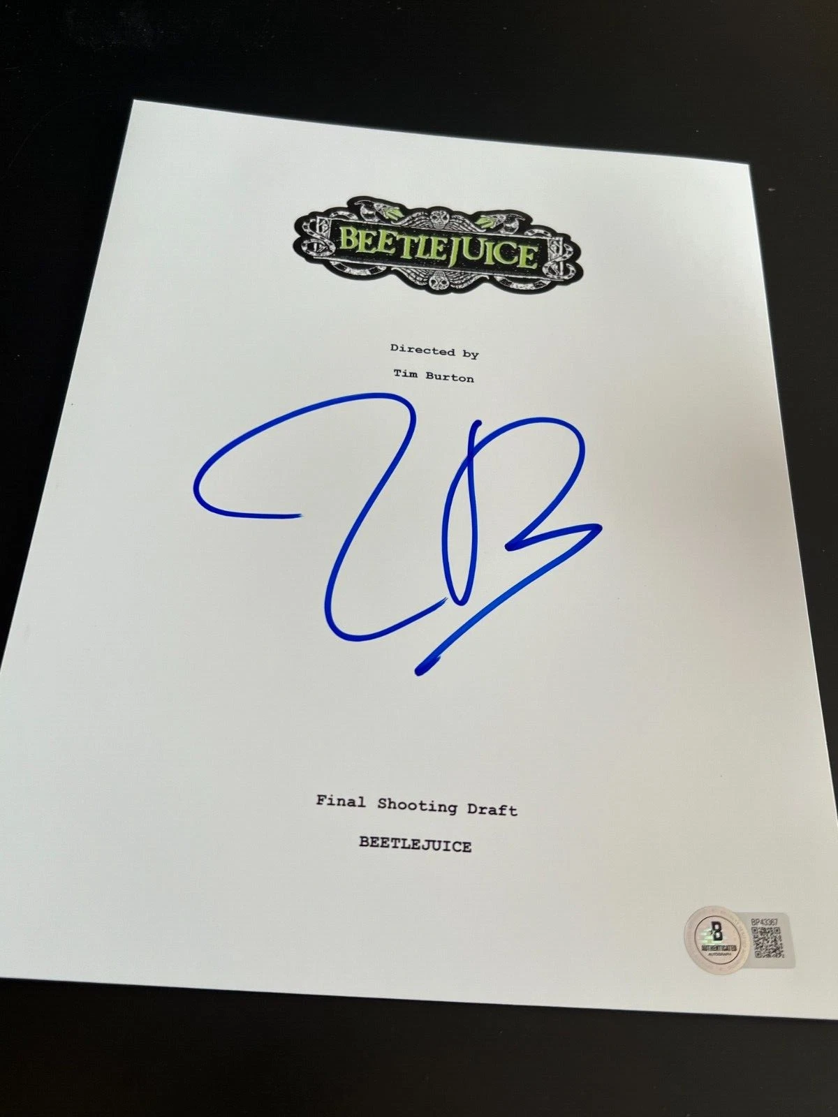 TIM BURTON SIGNED AUTOGRAPH SIGNED MOVIE SCRIPT BEETLEJUICE BECKETT BAS X1