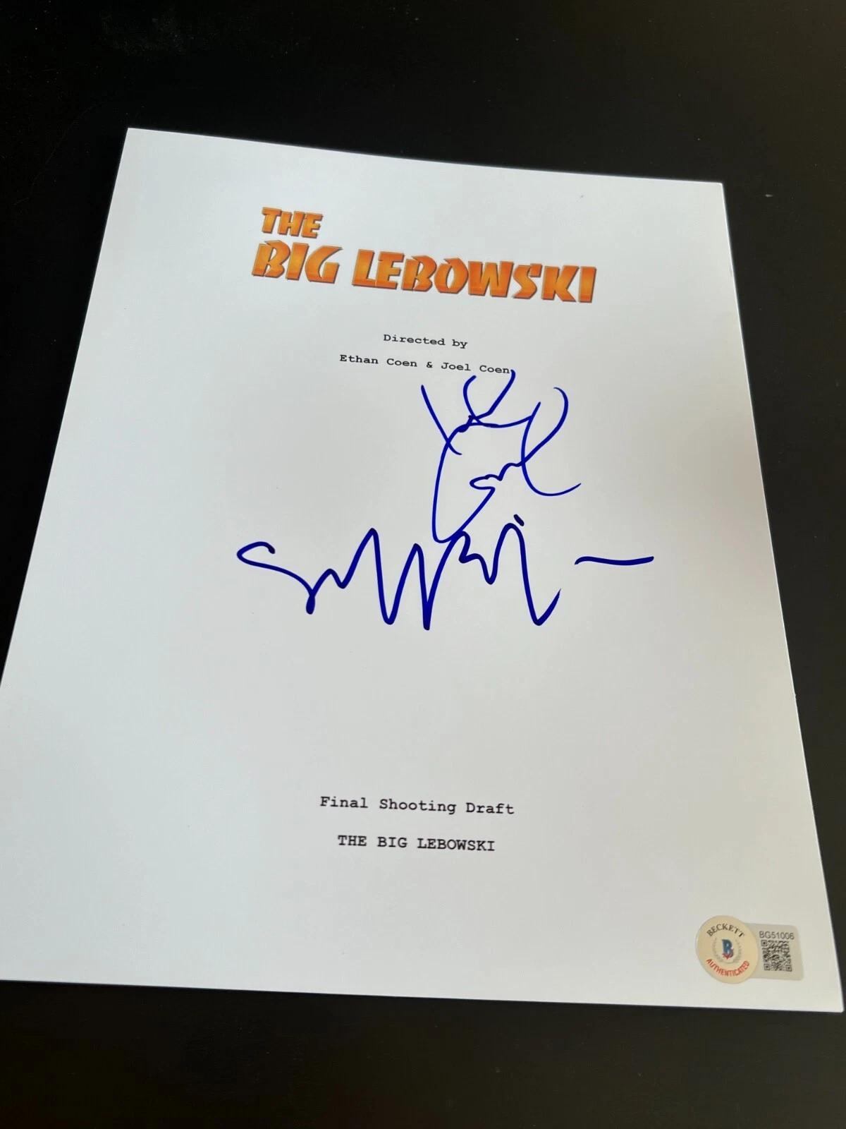 JEFF BRIDGES JOHN GOODMAN SIGNED MOVIE SCRIPT THE BIG LEBOWSKI BECKETT BAS COA G