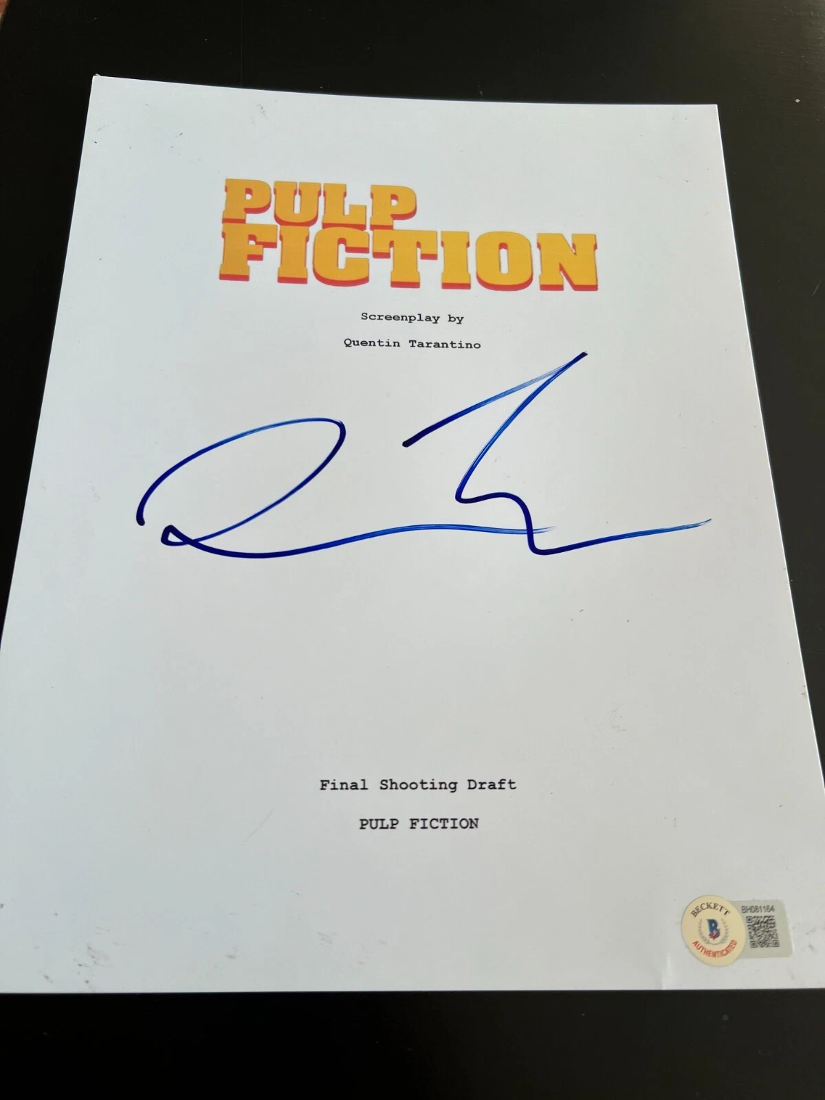 QUENTIN TARANTINO SIGNED AUTOGRAPH MOVIE SCRIPT PULP FICTION BECKETT BAS COA X7