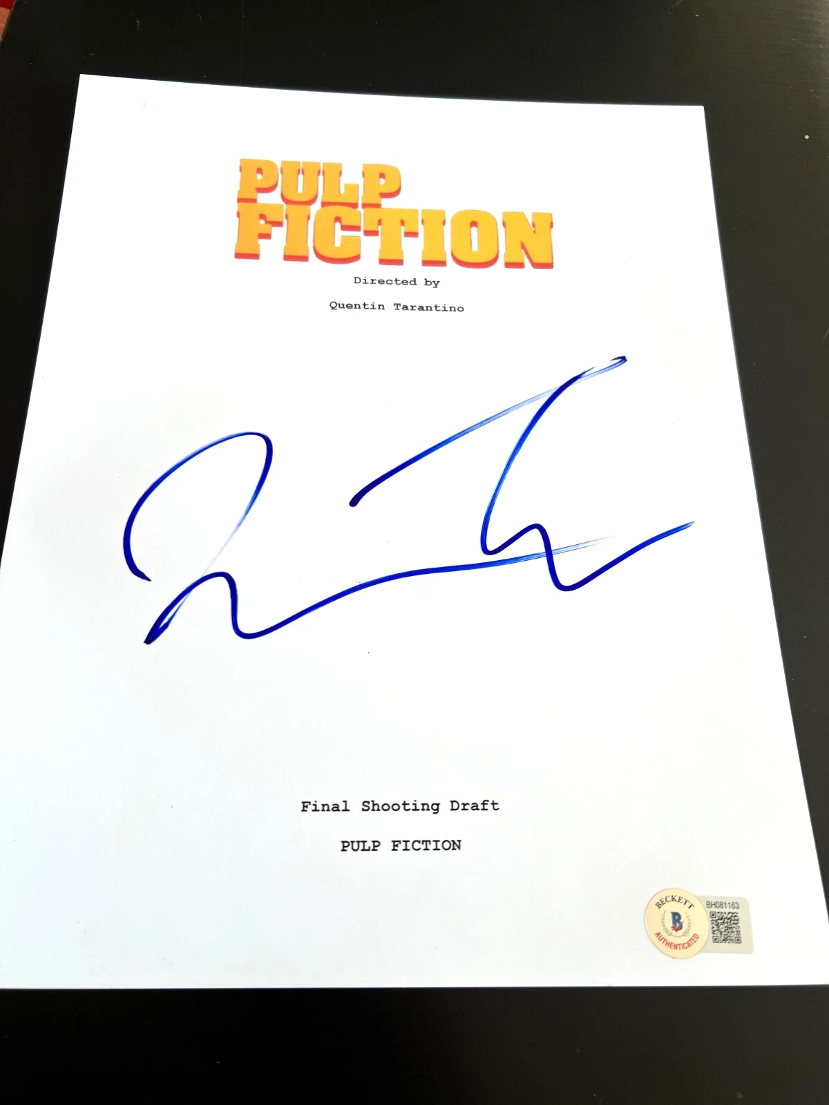 QUENTIN TARANTINO SIGNED AUTOGRAPH MOVIE SCRIPT PULP FICTION BECKETT BAS COA X8