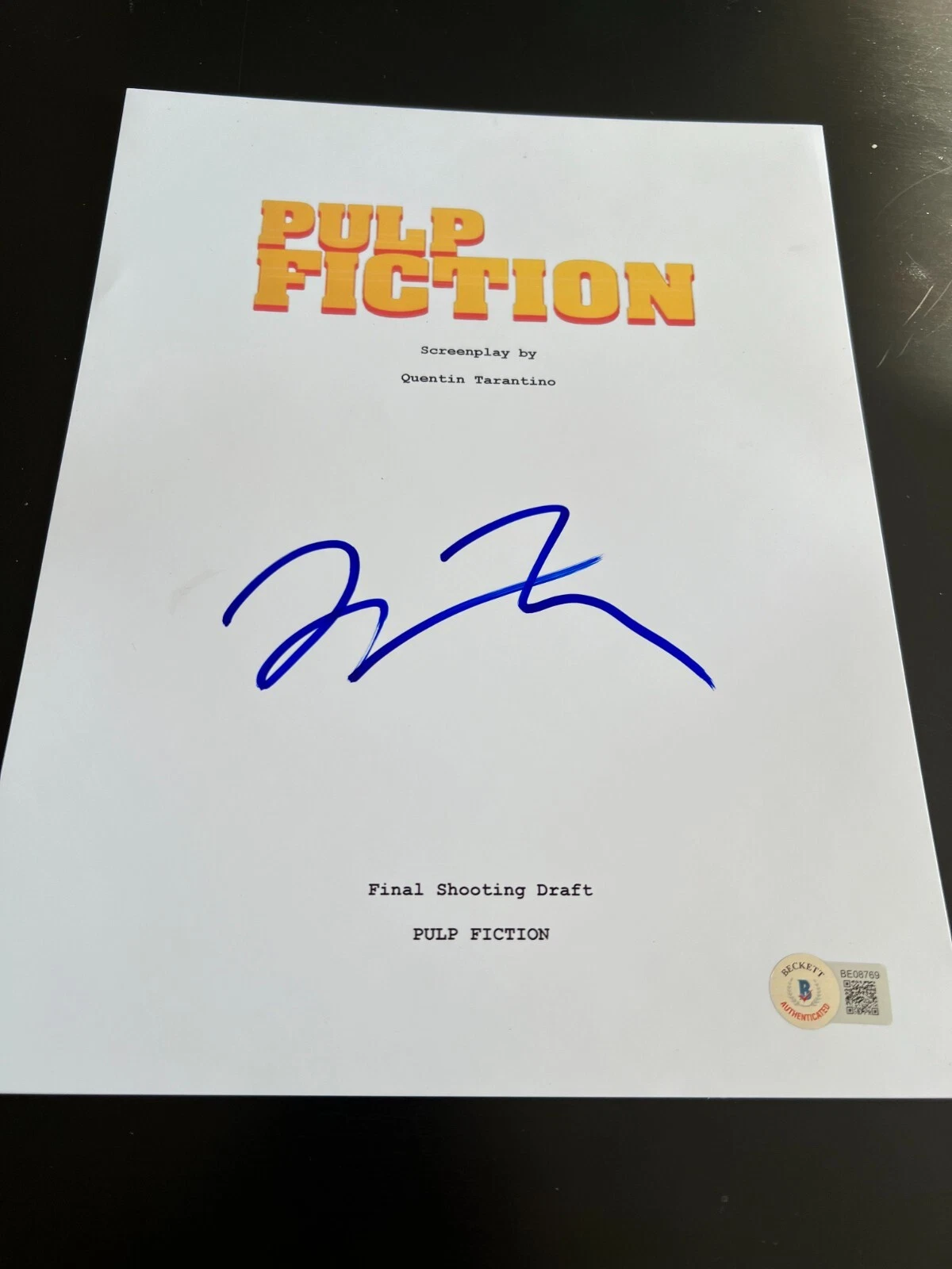 QUENTIN TARANTINO SIGNED AUTOGRAPH MOVIE SCRIPT PULP FICTION BECKETT BAS COA X14