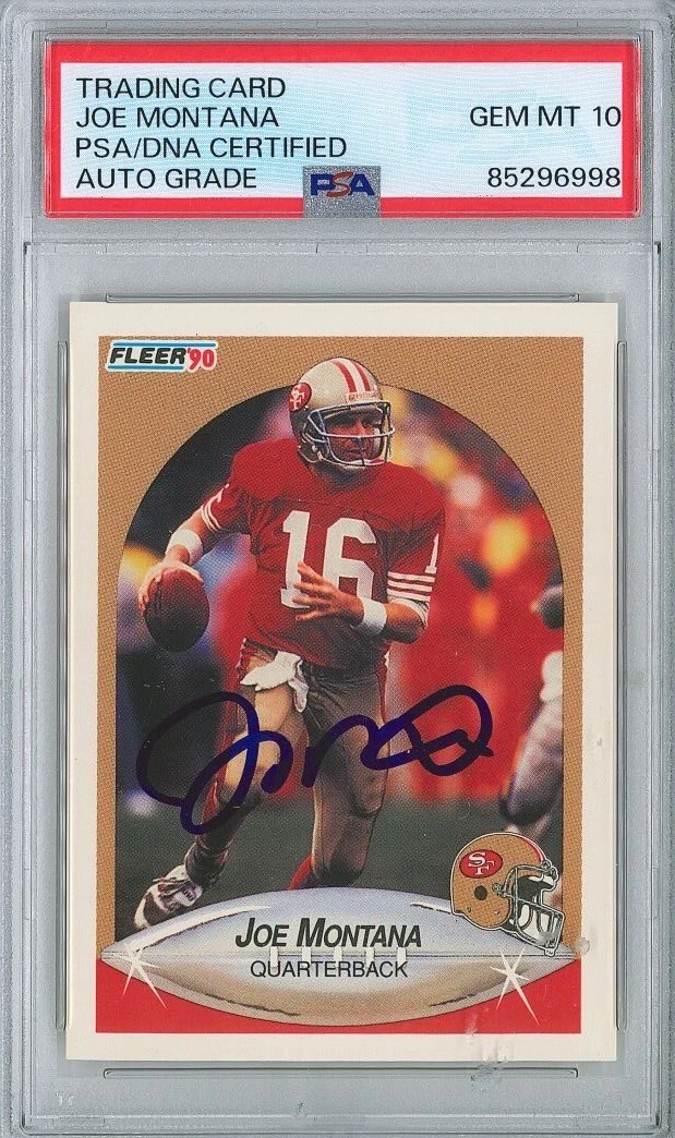 Joe Montana Signed 1990 Fleer #10 PSA 85296998 GM MT 10 AUTO