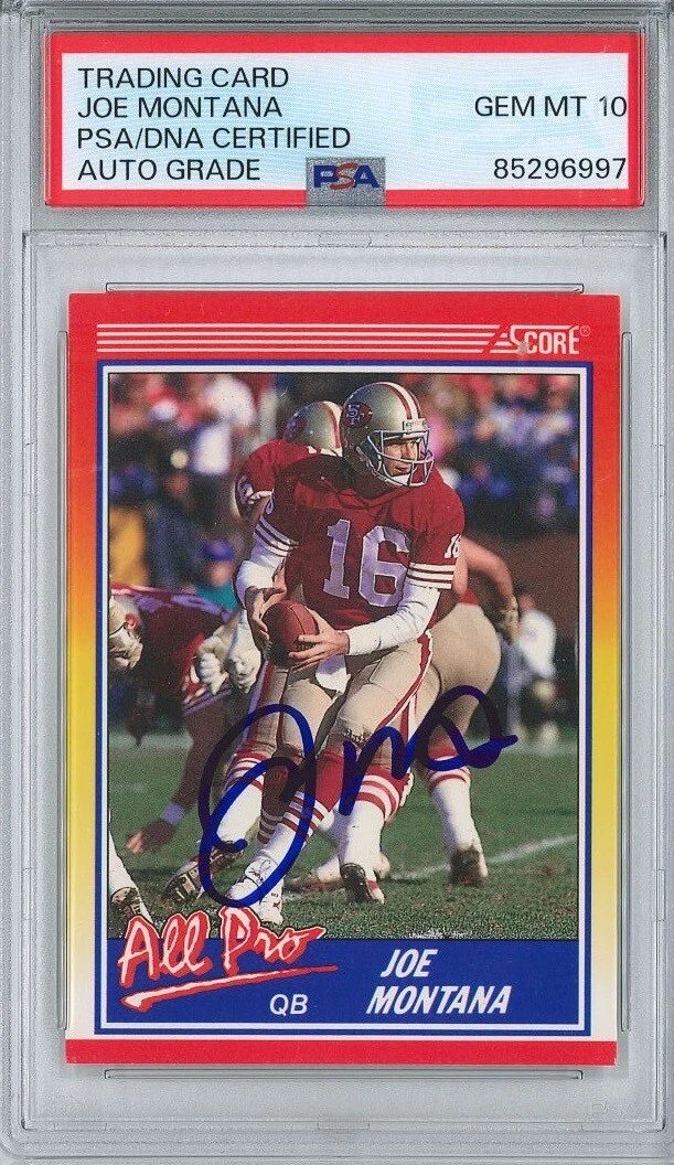 Joe Montana Signed 1990 Score #582 All Pro PSA 85296997 GM MT 10 AUTO