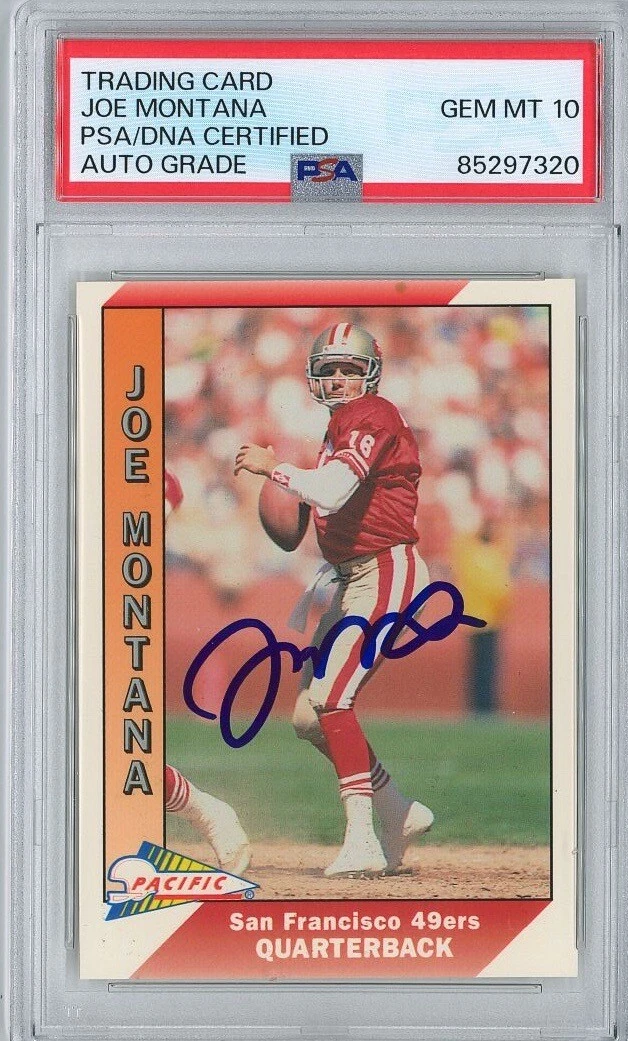 Joe Montana Signed 1991 Pacific #464 PSA 85297320 GM MT 10 AUTO