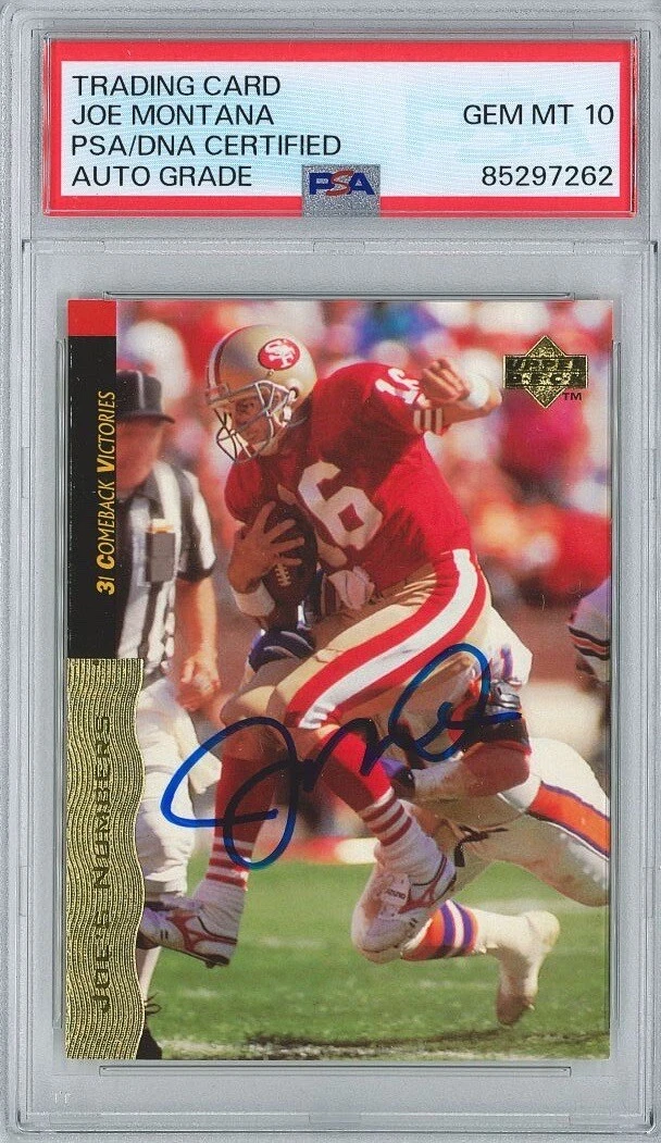 Joe Montana Signed 1995 Upper Deck Joe's Moments #36 PSA 85297262 GM MT 10 AUTO