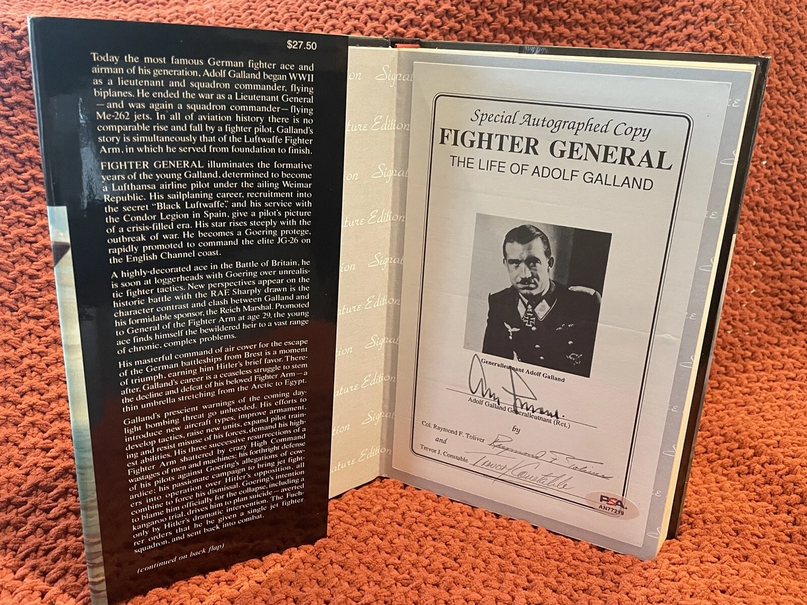 ADOLF GALLAND SIGNED FIGHTER GENERAL BOOK DELUXE SIGNATURE EDITION PSA DNA