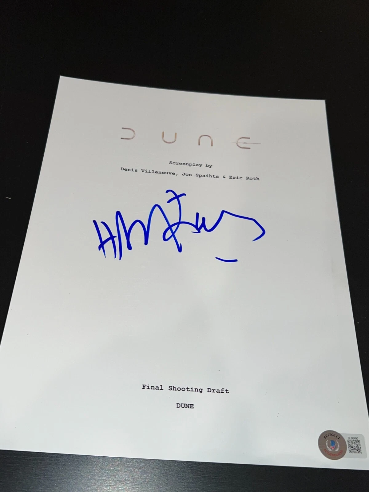HANS ZIMMER SIGNED AUTOGRAPH MOVIE SCRIPT DARK KNIGHT BECKETT BAS COA AUTO X4