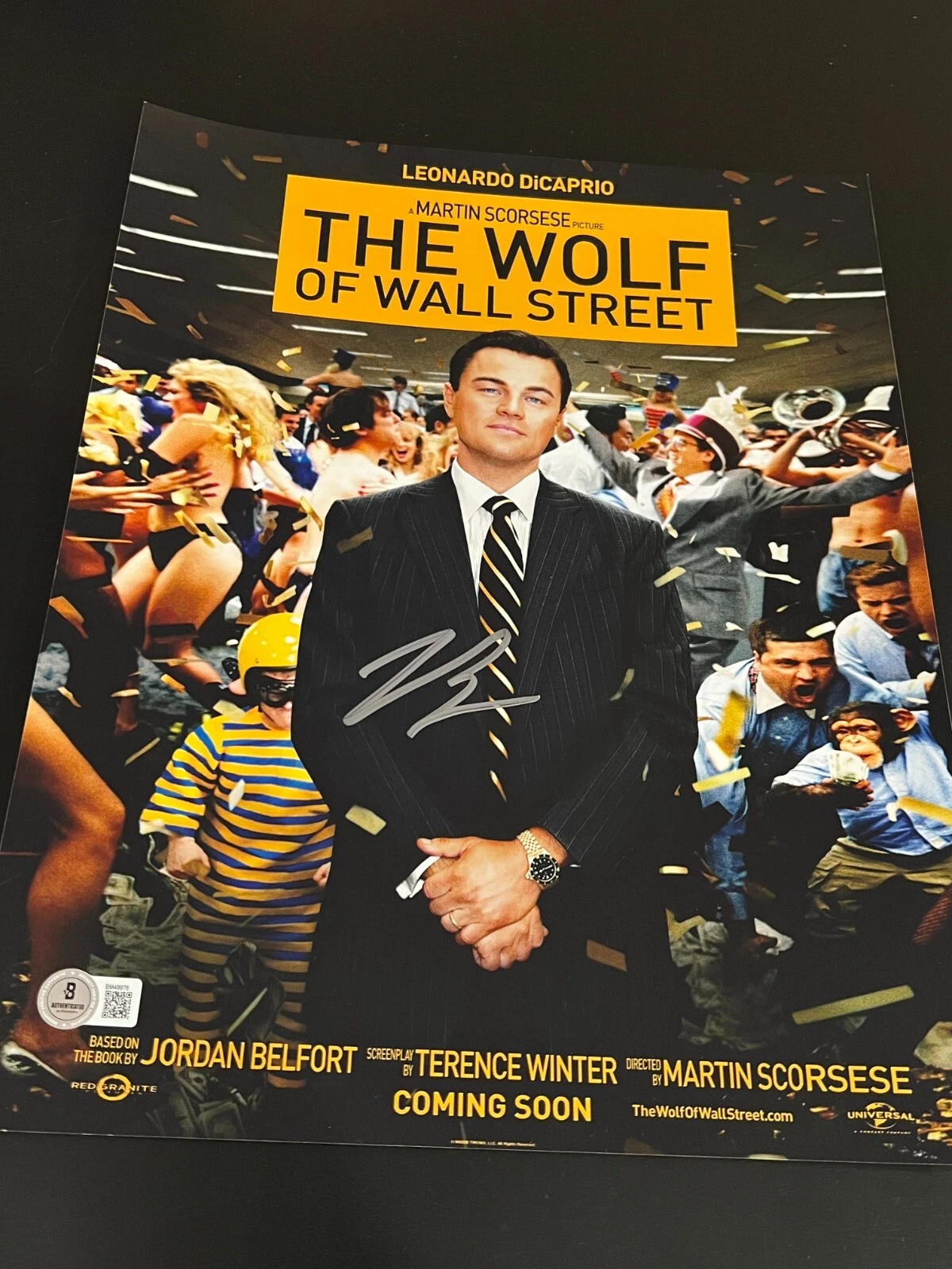 LEONARDO DICAPRIO SIGNED 11X14 POSTER PHOTO WOLF OF WALL STREET BECKETT BAS F