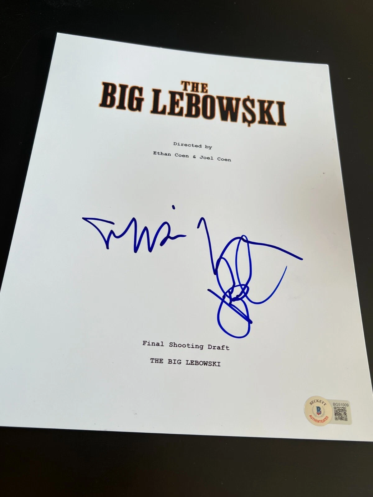 JEFF BRIDGES JOHN GOODMAN SIGNED MOVIE SCRIPT THE BIG LEBOWSKI BECKETT BAS COA D