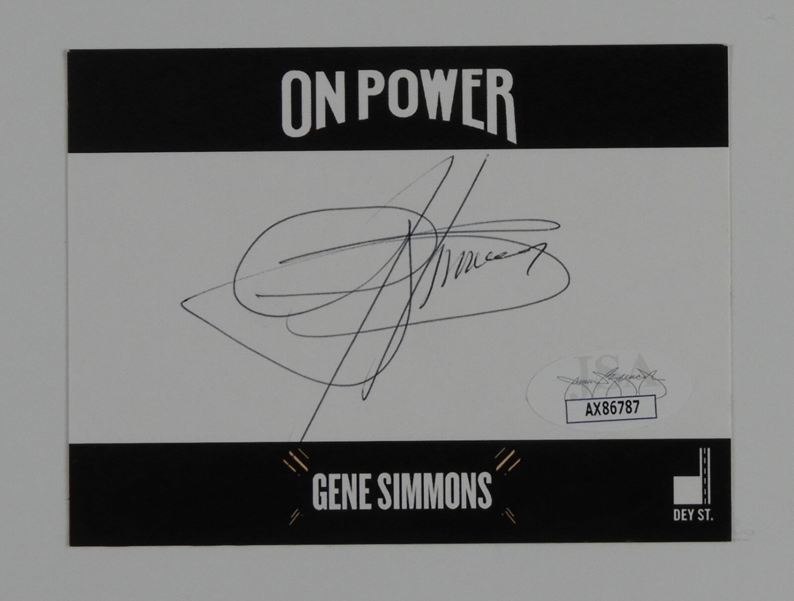 KISS Gene Simmons JSA Autograph Signed Book Plate Not Attached On Power