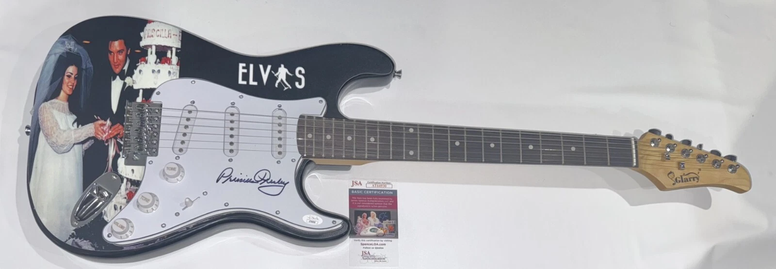 PRISCILLA PRESLEY SIGNED CUSTOM ELECTRIC GUITAR ELVIS JSA COA