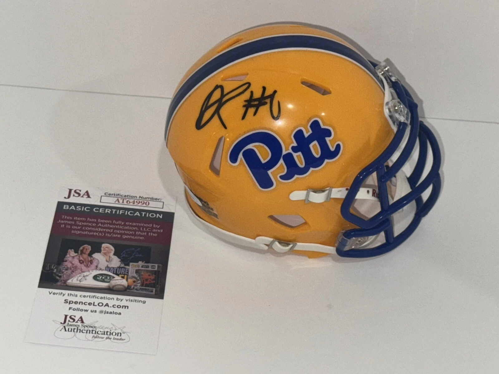 DESMOND REID SIGNED PITT PANTHERS SCRIPT MINI HELMET PROOF JSA COA