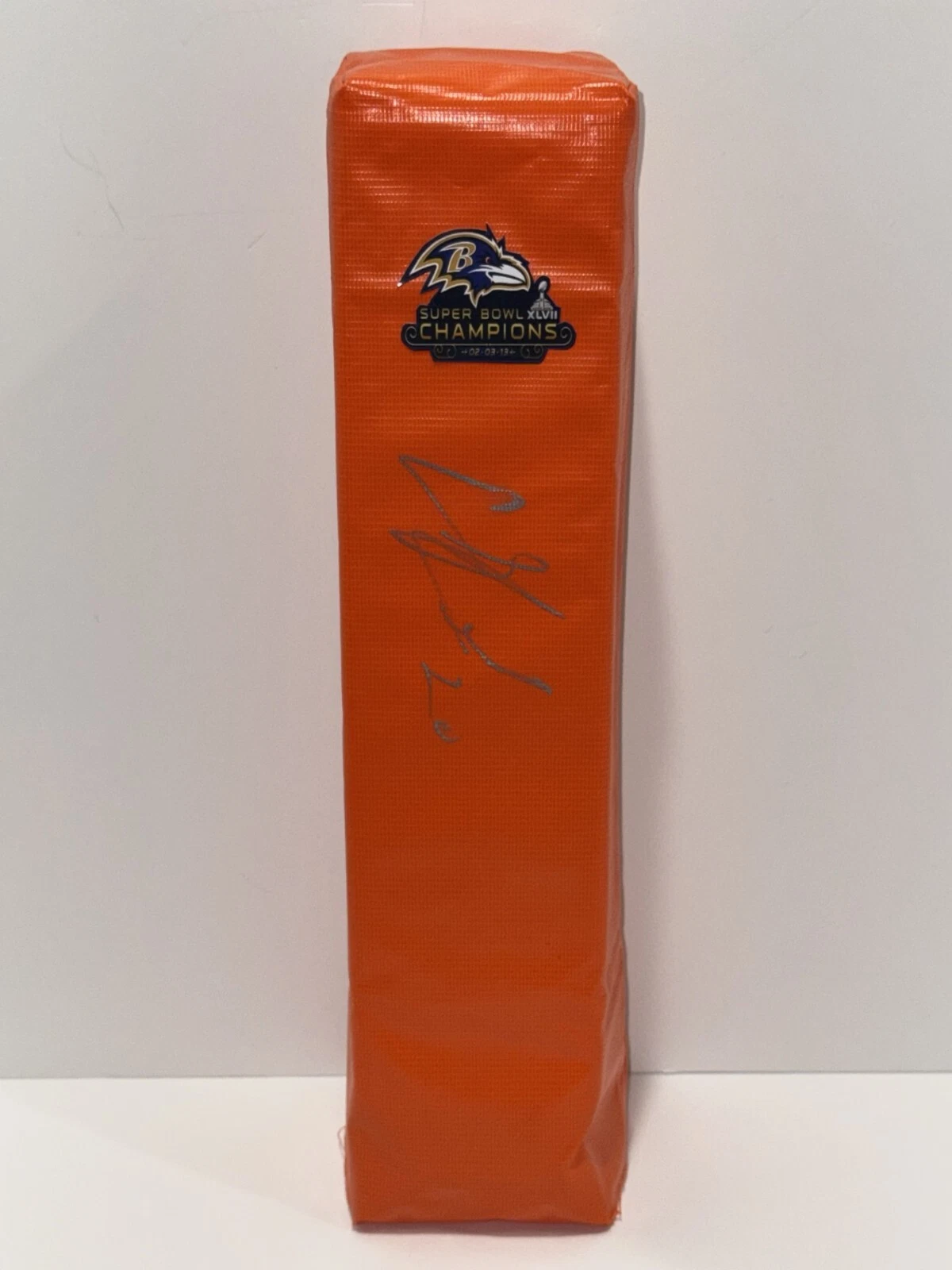 ED REED SIGNED TOUCHDOWN PYLON BALTIMORE RAVENS SUPER BOWL XLVII JSA COA