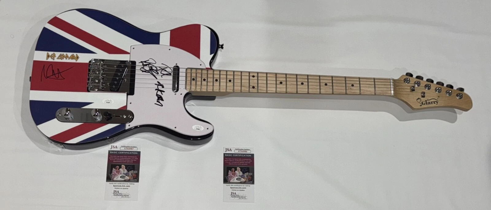 DEF LEPPARD SIGNED ELECTRIC GUITAR JOE ELLIOTT ALLEN COLLEN SAVAGE 4X JSA COA