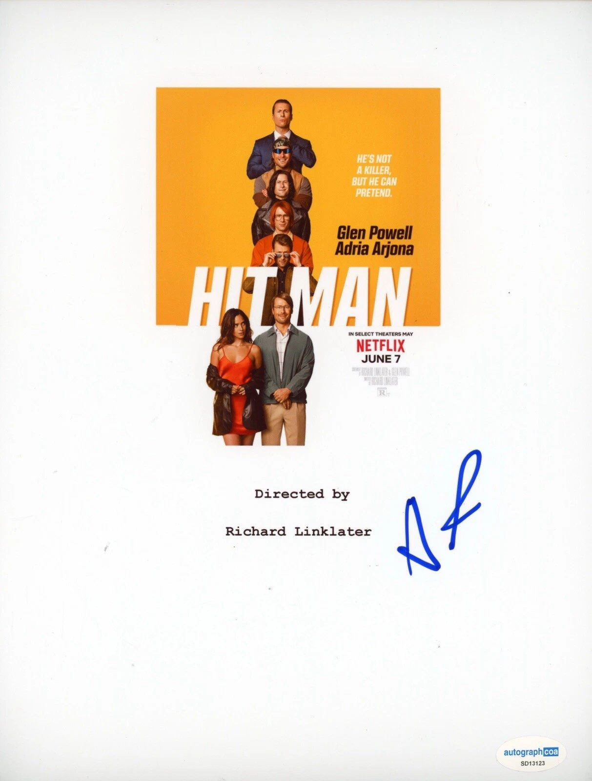 Glen Powell ‘Hit Man’ Signed Movie Script Cover ‘Gary Johnson’ ACOA