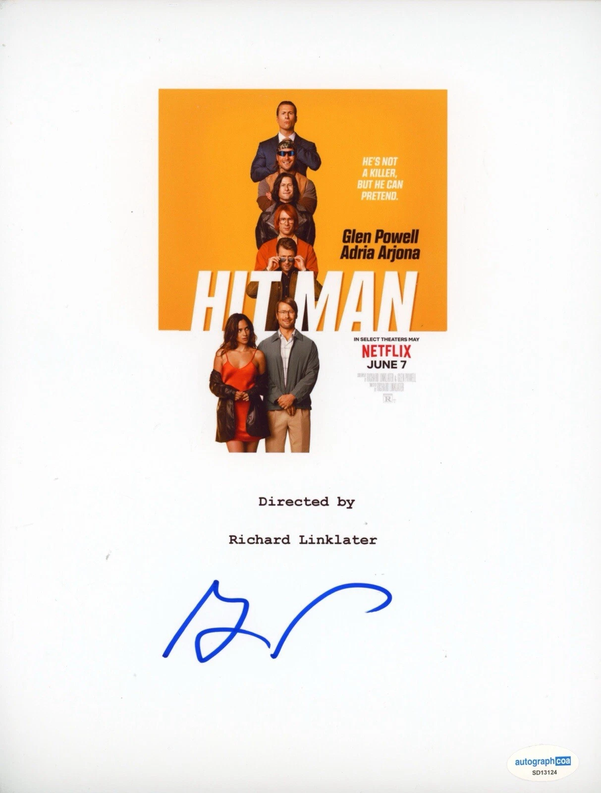 Glen Powell ‘Hit Man’ Signed Movie Script Cover ‘Gary Johnson’ ACOA