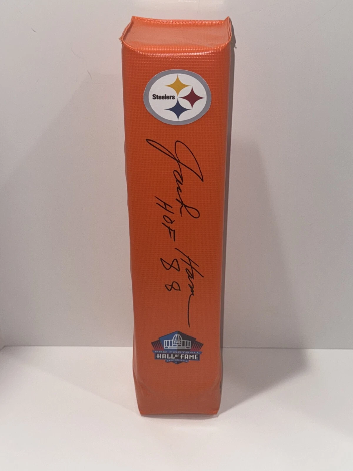 JACK HAM SIGNED TOUCHDOWN PYLON PITTSBURGH STEELERS HOF PROOF