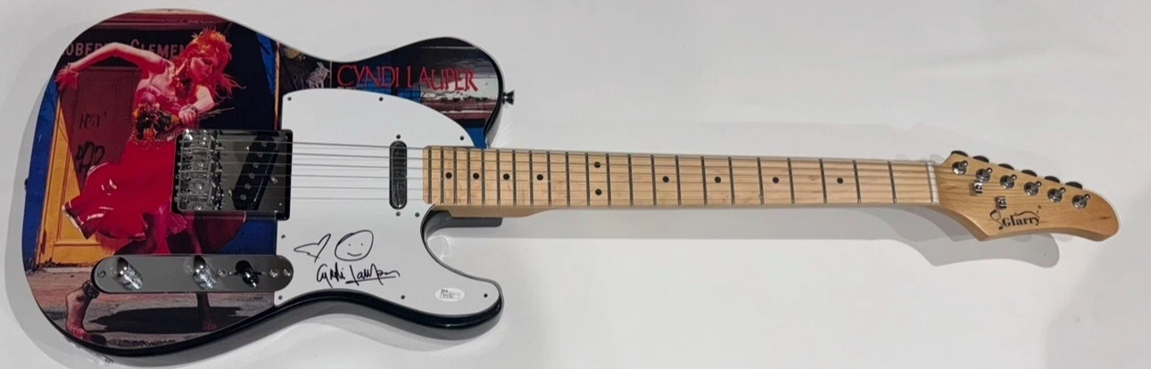 CYNDI LAUPER SIGNED CUSTOM SHE'S SO UNUSUAL ELECTRIC GUITAR JSA COA