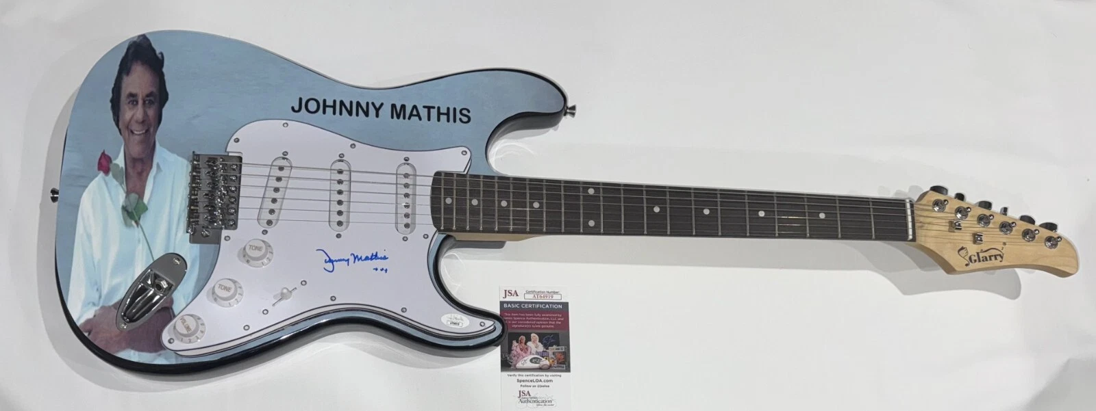 JOHNNY MATHIS SIGNED CUSTOM ELECTRIC GUITAR CHANCES ARE JSA COA