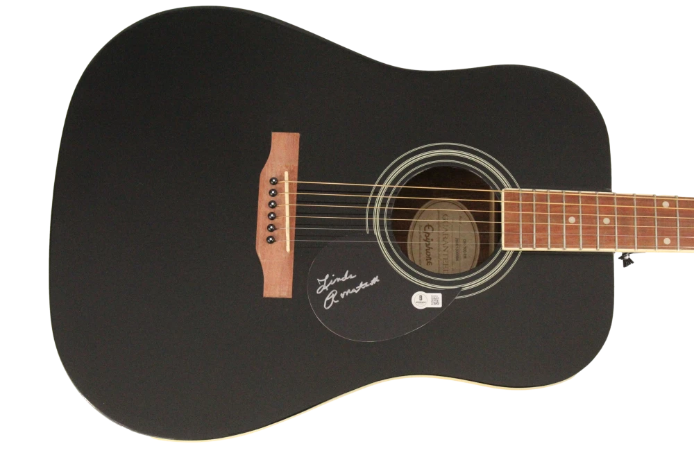 Linda Ronstadt Signed Autograph Epiphone Acoustic Guitar Heart Like A Wheel BAS