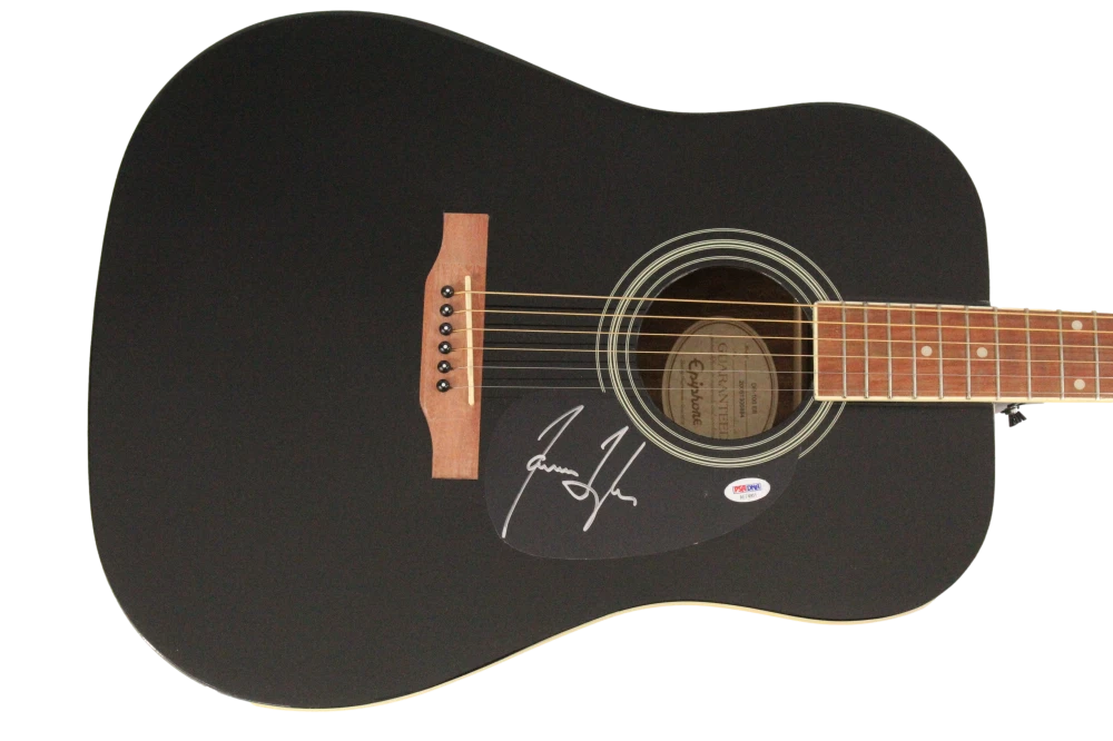 James Taylor Signed Autograph Black Gibson Epiphone Acoustic Guitar w/ PSA COA