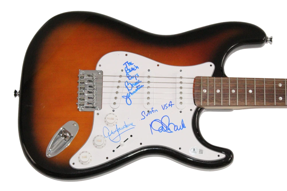 The Beach Boys Signed Autograph Fender Guitar Al Jardine Johnston Marks Beckett