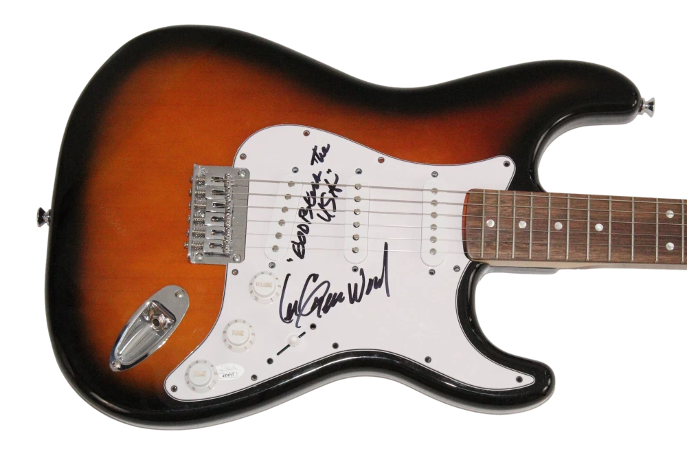 Lee Greenwood Signed Autograph Fender Guitar God Bless the USA Inscript JSA COA