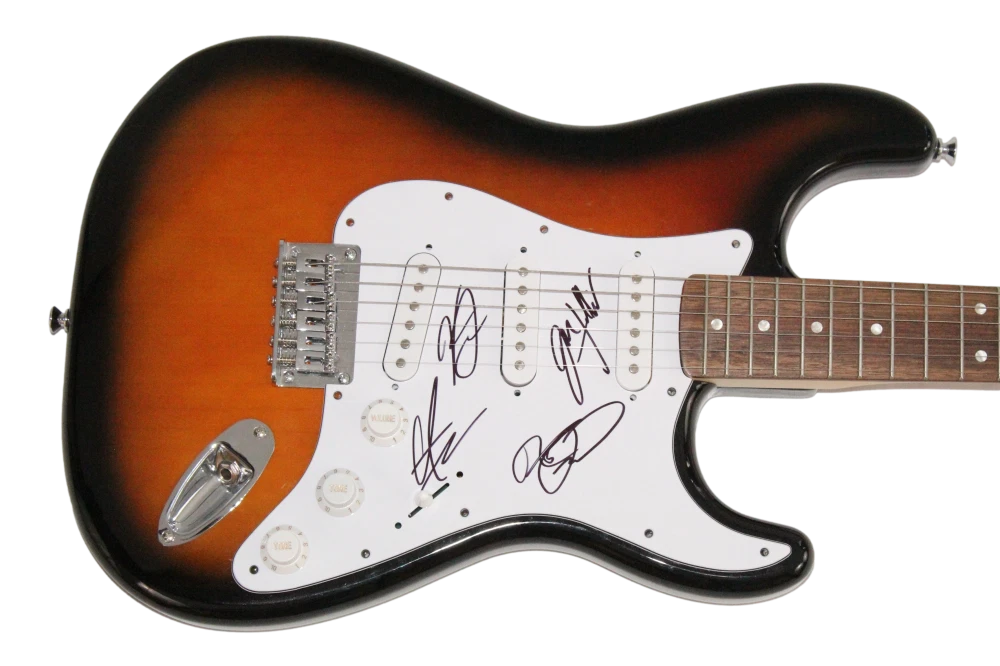 Kings of Leon Full Band Complete x4 Signed Autograph Fender Guitar w/ JSA COA