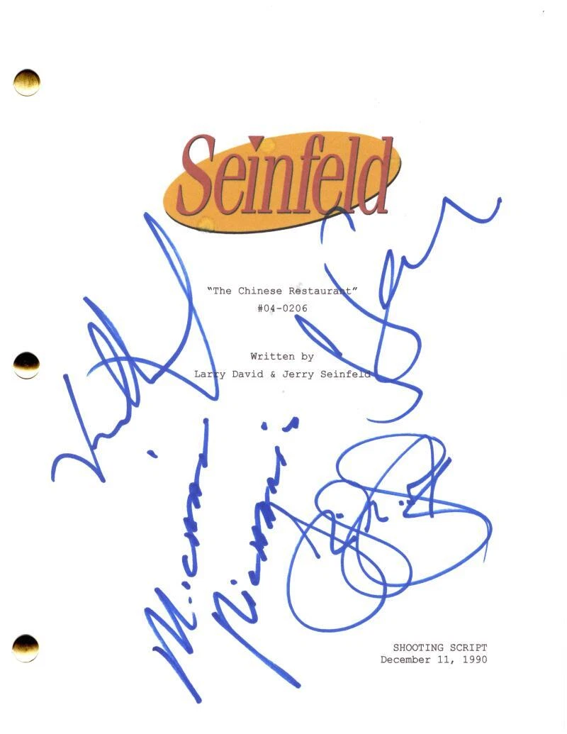 Jerry Seinfeld Michael Richards Julia Jason Signed Autograph Script - JSA COA