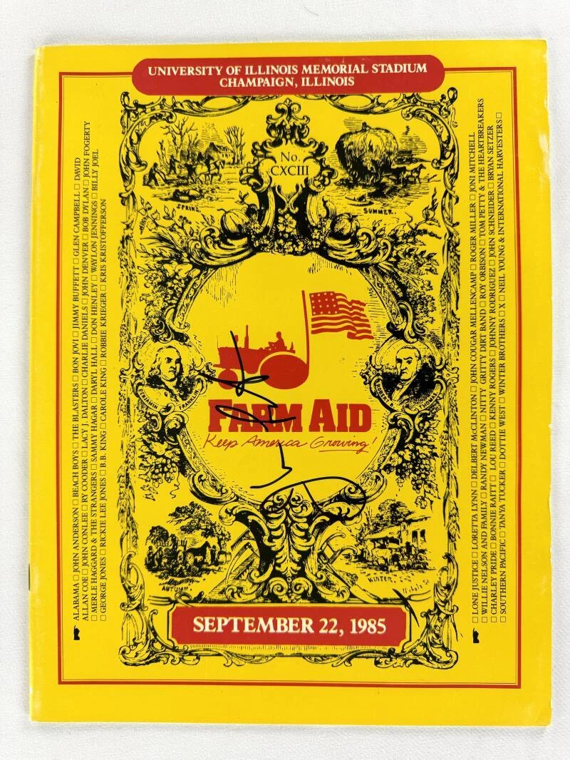John Fogerty Signed Autograph Farm Aid 1985 Concert Tour Program Book w/ Beckett