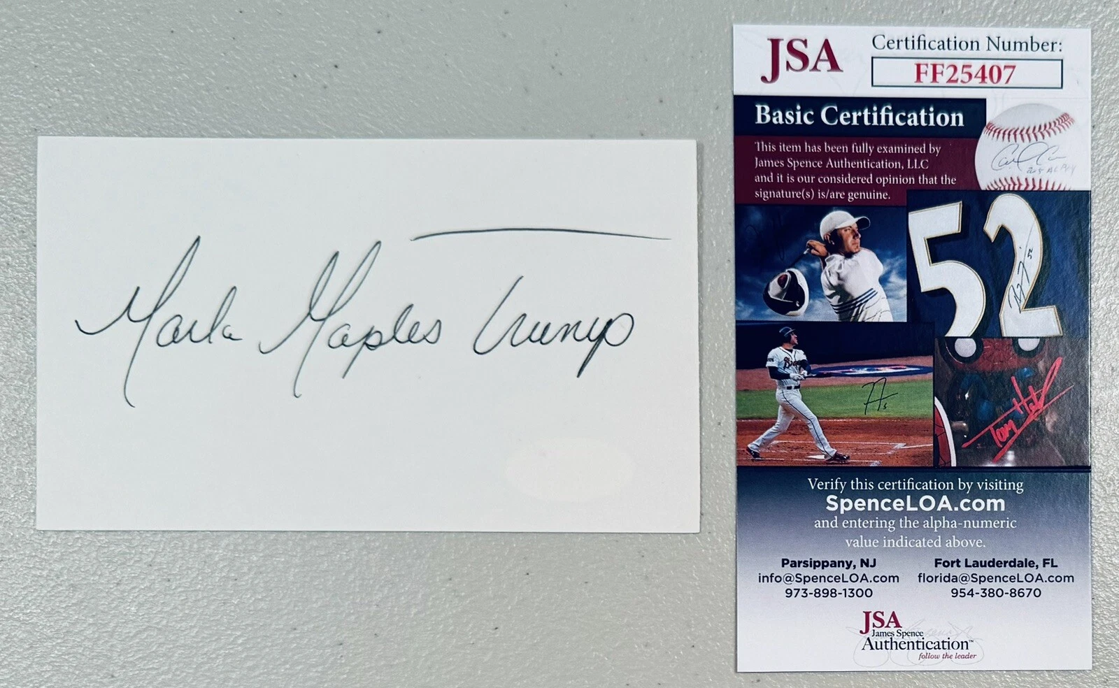 Marla Maples Trump Signed Autographed 3x5 Card JSA Certified Donald
