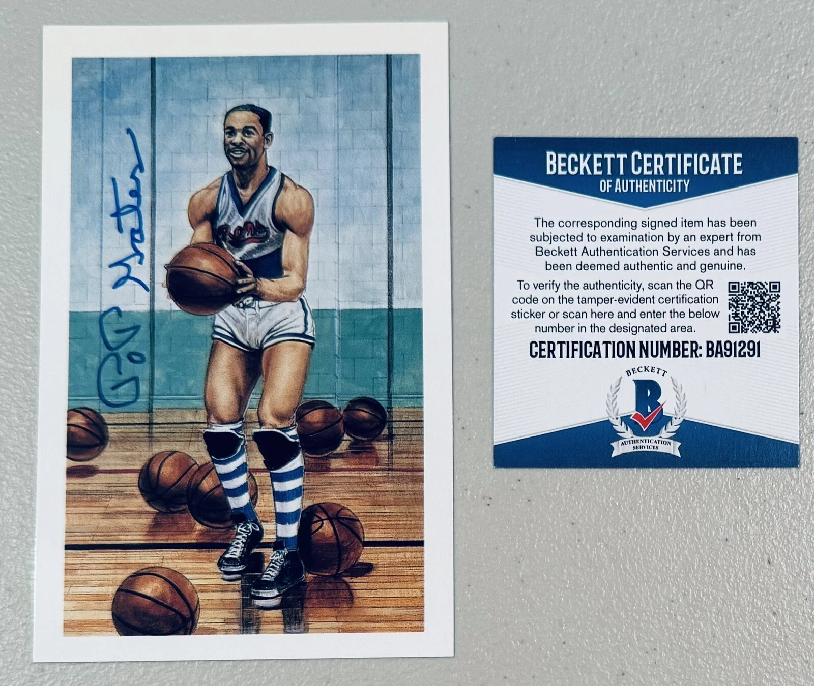 William Pop Gates Signed Autographed Ron Lewis HOF Postcard Beckett BAS Cert
