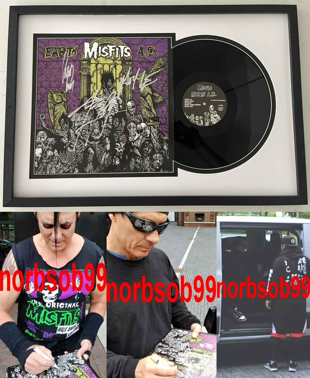 MISFITS GLENN DANZIG +2 SIGNED EARTH A.D. FRAMED VINYL w/EXACT PROOF BECKETT LOA