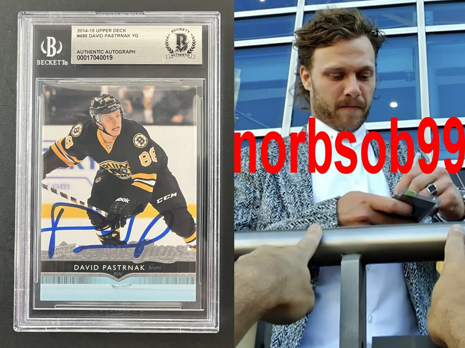 DAVID PASTRNAK SIGNED 2014 UPPER DECK YOUNG GUNS ROOKIE CARD wPROOF BECKETT BGS