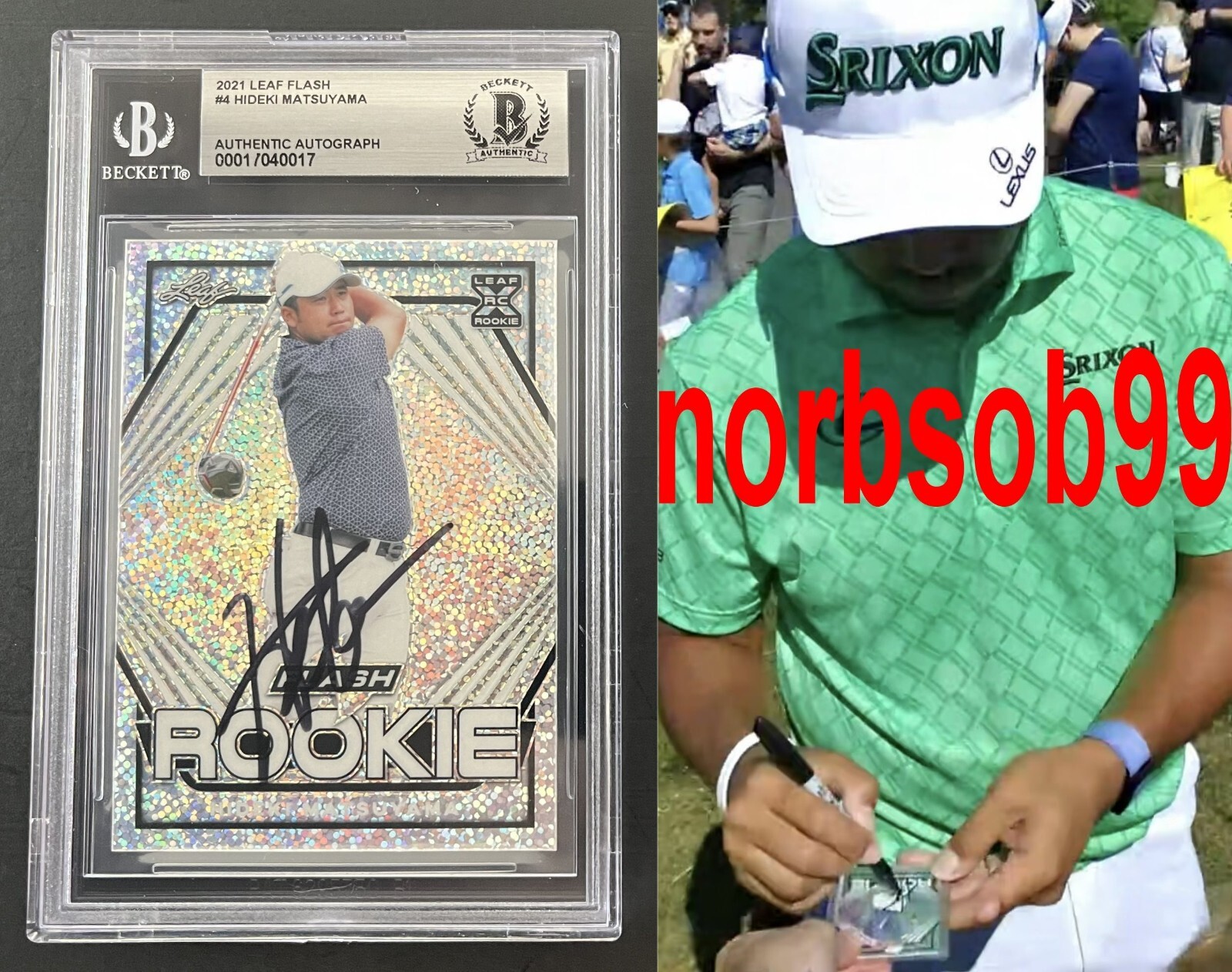 HIDEKI MATSUYAMA SIGNED 2021 LEAF ROOKIE CARD RC w/EXACT VIDEO PROOF BECKETT BGS