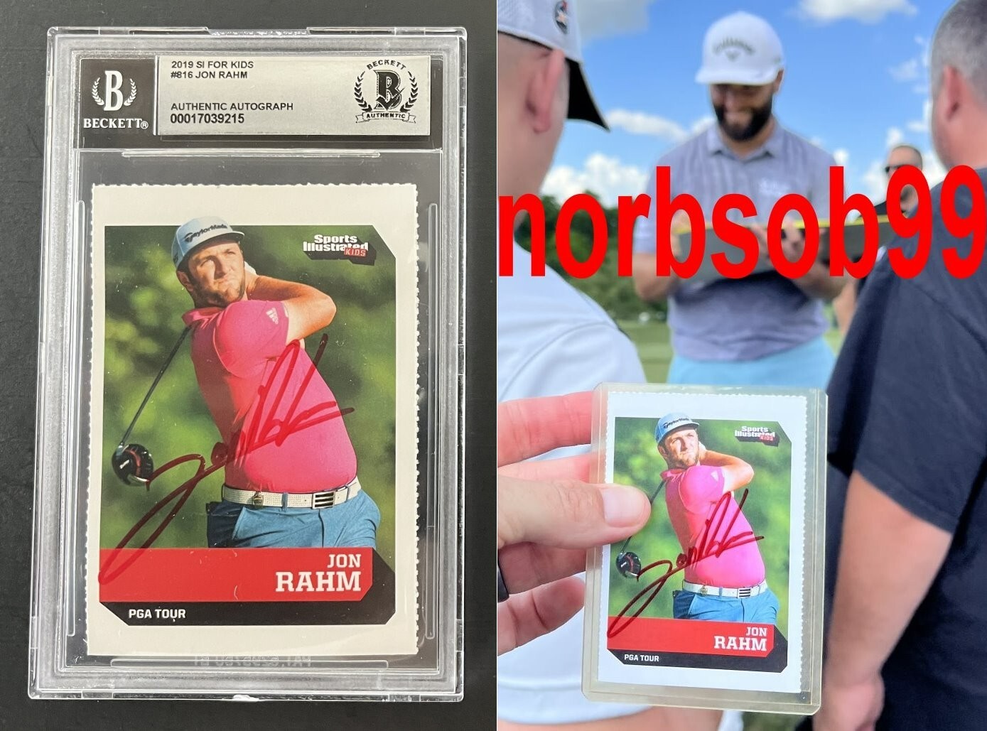 JON RAHM SIGNED 2019 SI FOR KIDS ROOKIE CARD W/EXACT PROOF BECKETT BGS SLABBED COLLECTIBLE MEMORABILIA