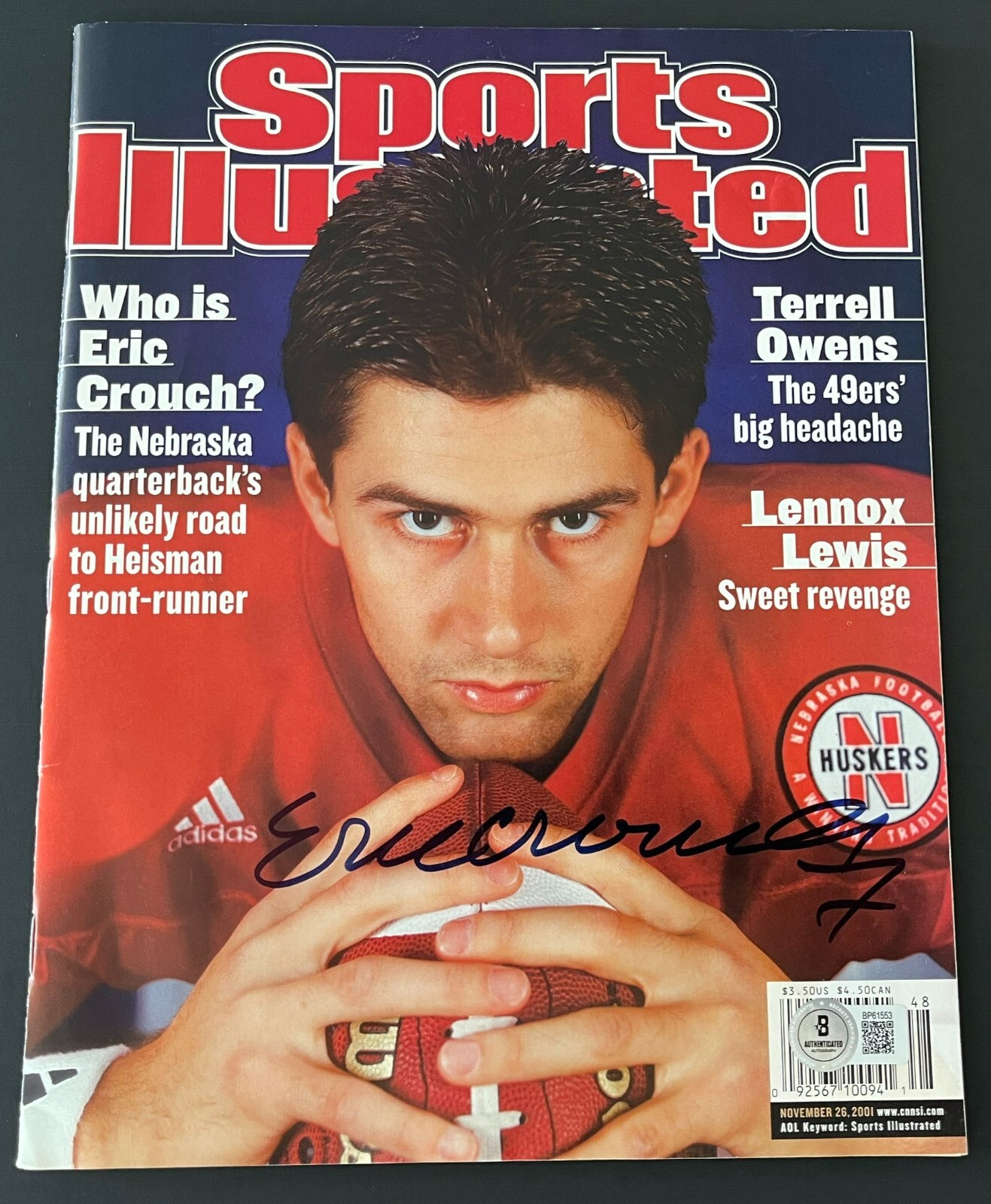 ERIC CROUCH SIGNED NEBRASKA CORNHUSKERS SPORTS ILLUSTRATED MAGAZINE BECKETT COA