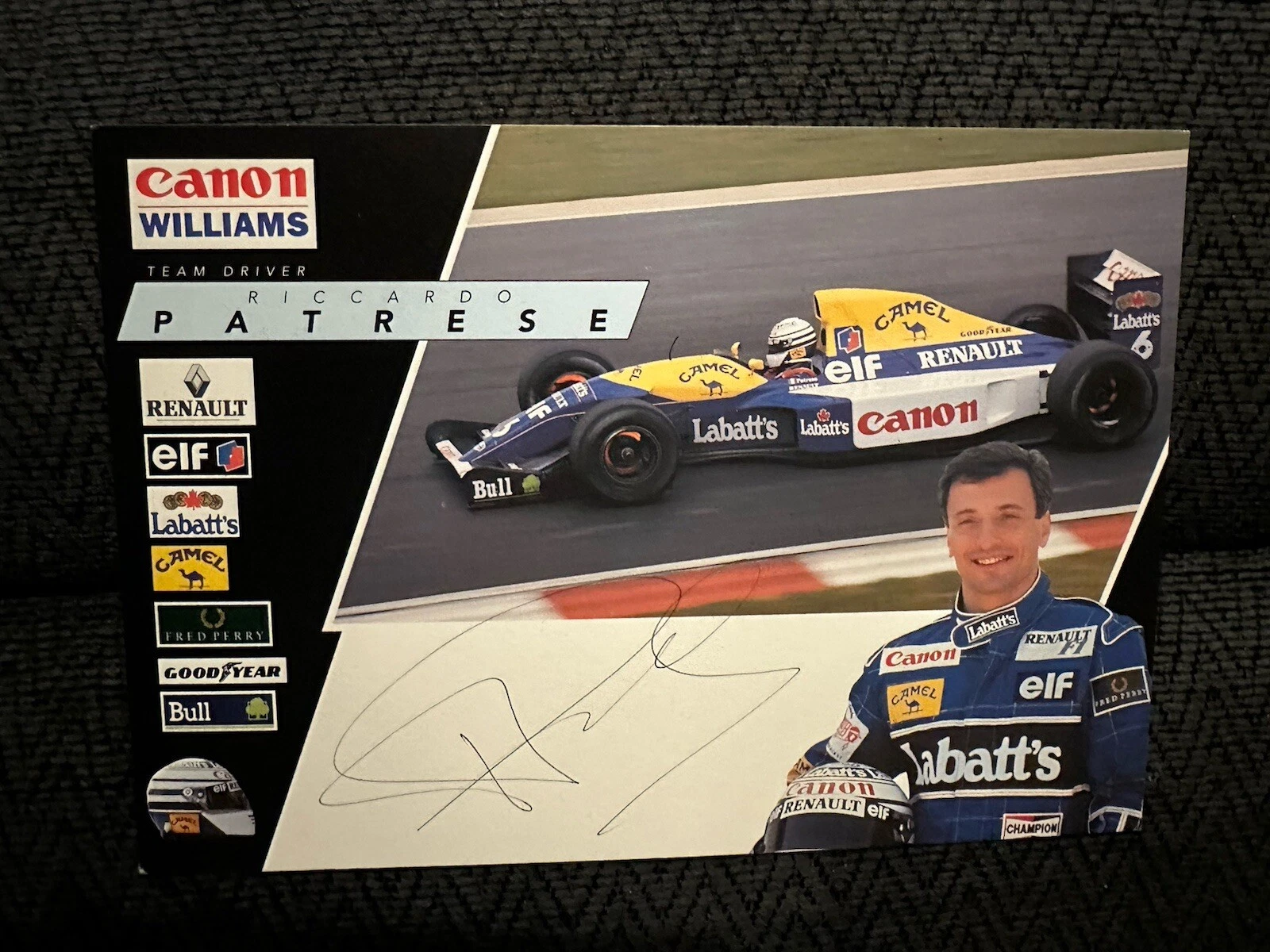 Ricardo Patrese Signed Promo Hero Card Autographed Formula 1 One Williams