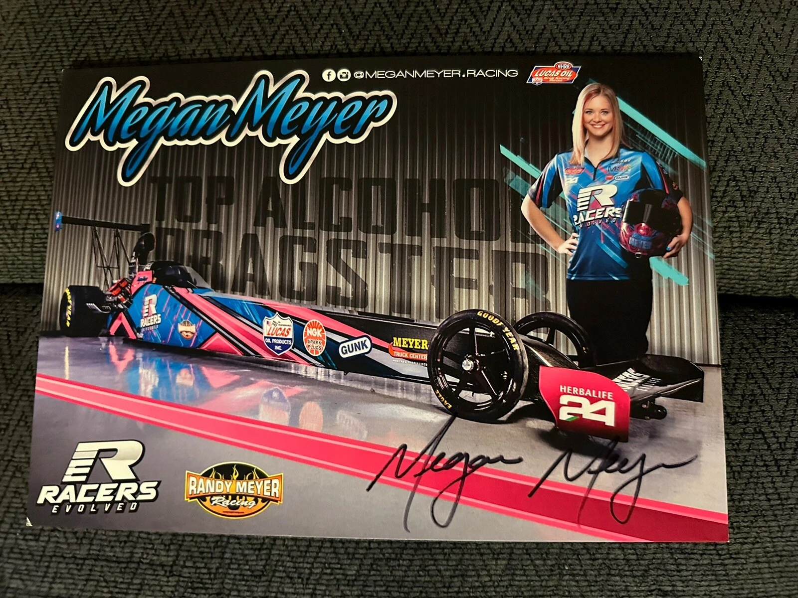 Megan Meyer Signed Promo Card Nhra Drag Racing Autographed