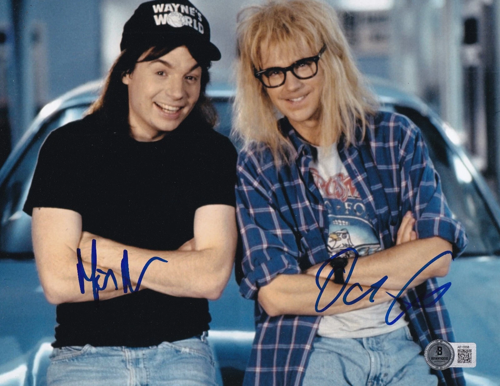 MIKE MYERS and DANA CARVEY signed (WAYNE'S WORLD) 8X10 photo BECKETT BAS AE15558