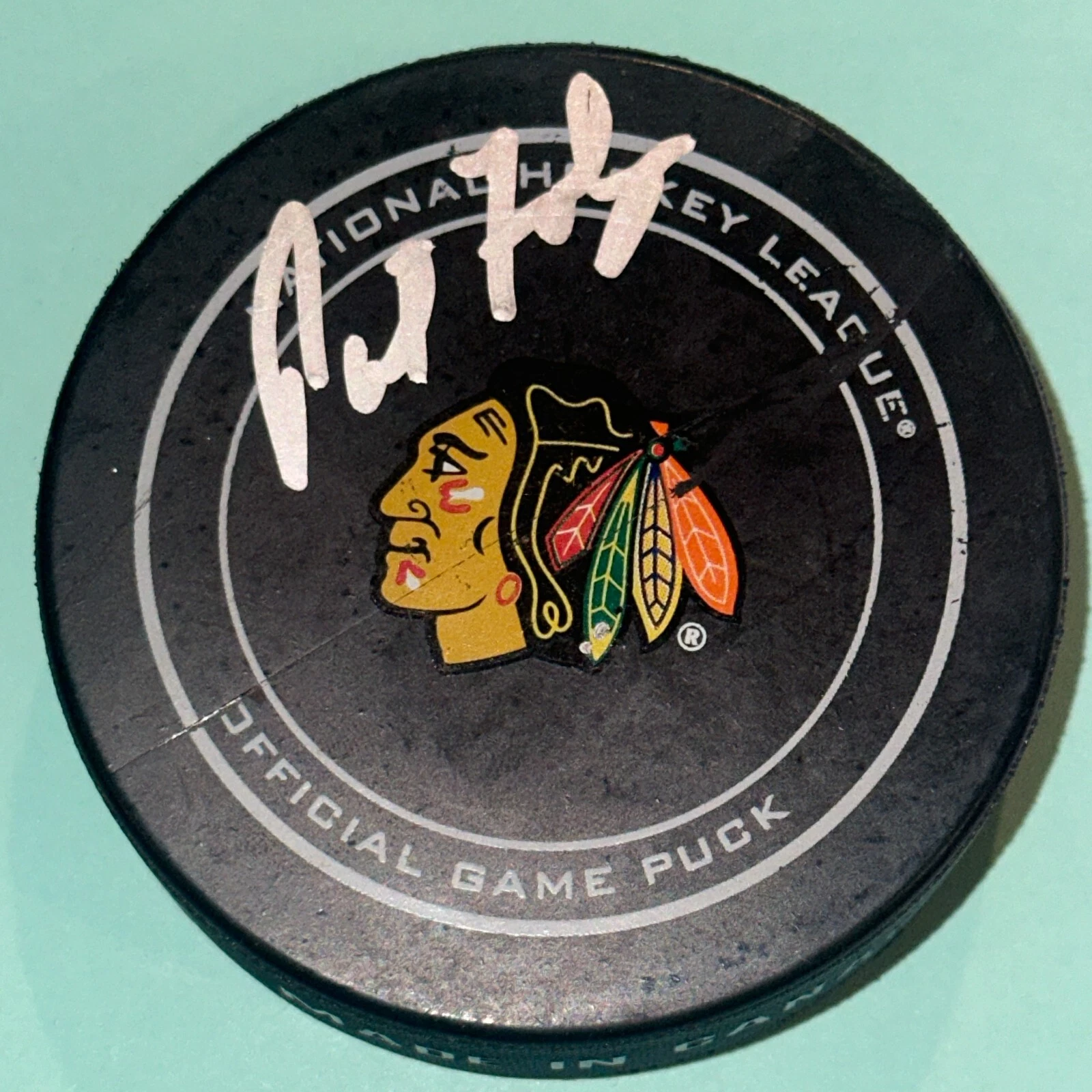 PAT FOLEY Signed Chicago BLACKHAWKS Official GAME Puck Beckett BAS