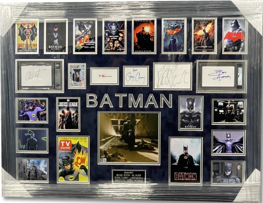 West Clooney Kilmer Keaton Bale Signed Cuts 8x10 Photo Batman Custom Framed JSA