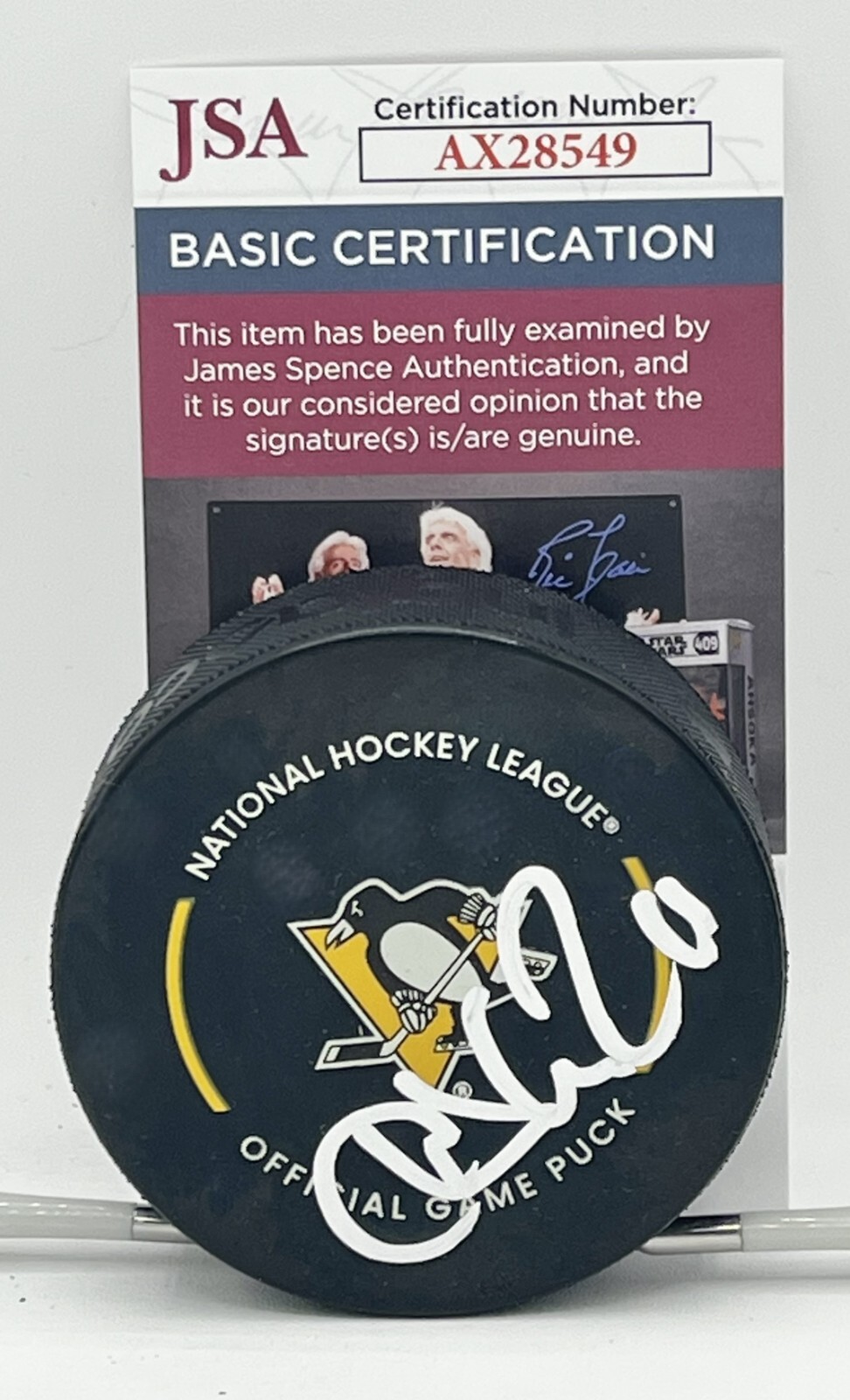 Darius Kasparaitis signed Pittsburgh Penguins Official Game Puck autographed JSA