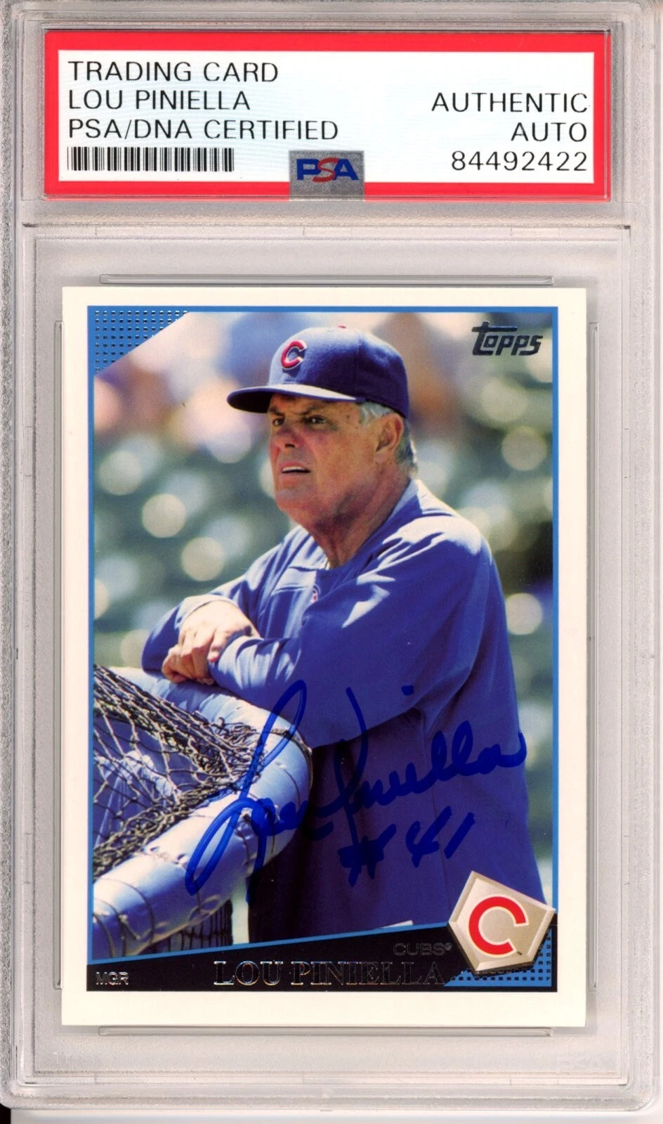 2009 Topps Lou Piniella HOF Signed Trading Card PSA DNA COA Certified Autograph