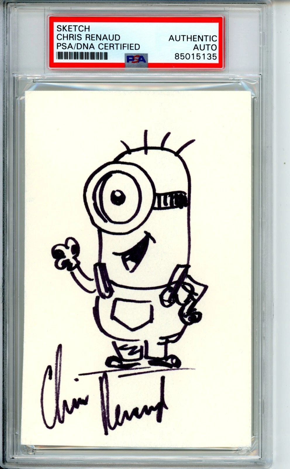 SIGNED MINIONS 1/1 SKETCH DRAWING ILLUSTRATOR CHRIS RENAUD PSA DNA COA AUTOGRAPH COLLECTIBLE MEMORABILIA