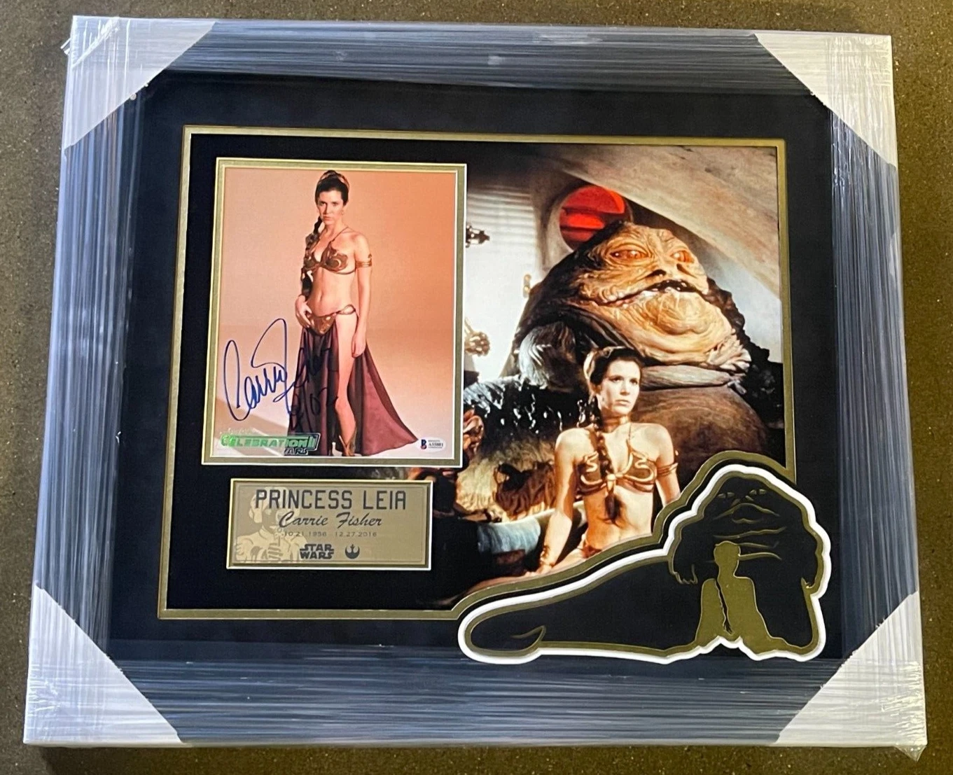 Carrie Fisher Signed Framed Star Wars Slave Princess Leia 8x10 Photo Beckett COA