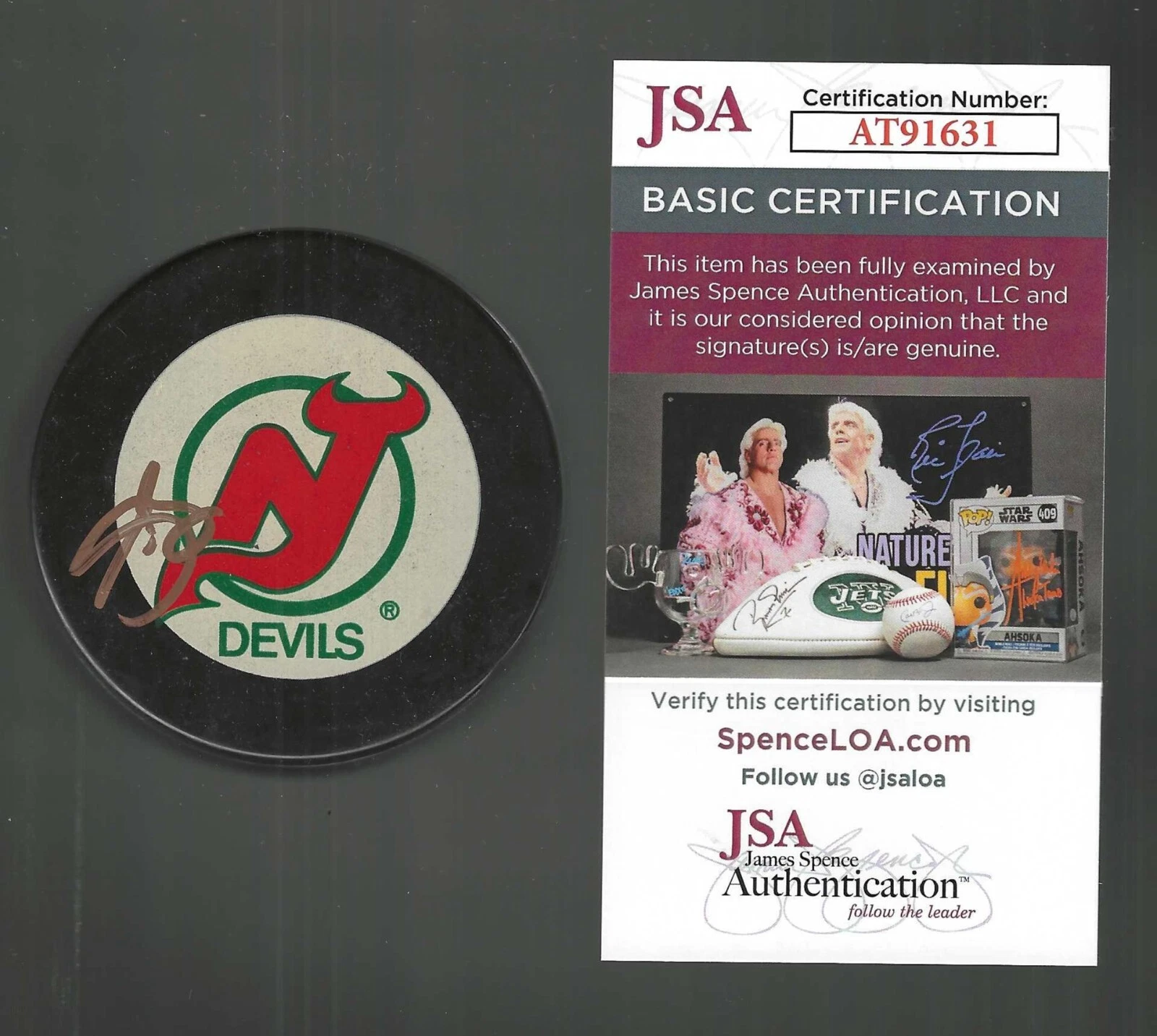 Sean Burke Signed New Jersey Devils Vintage Official Game Puck JSA COA