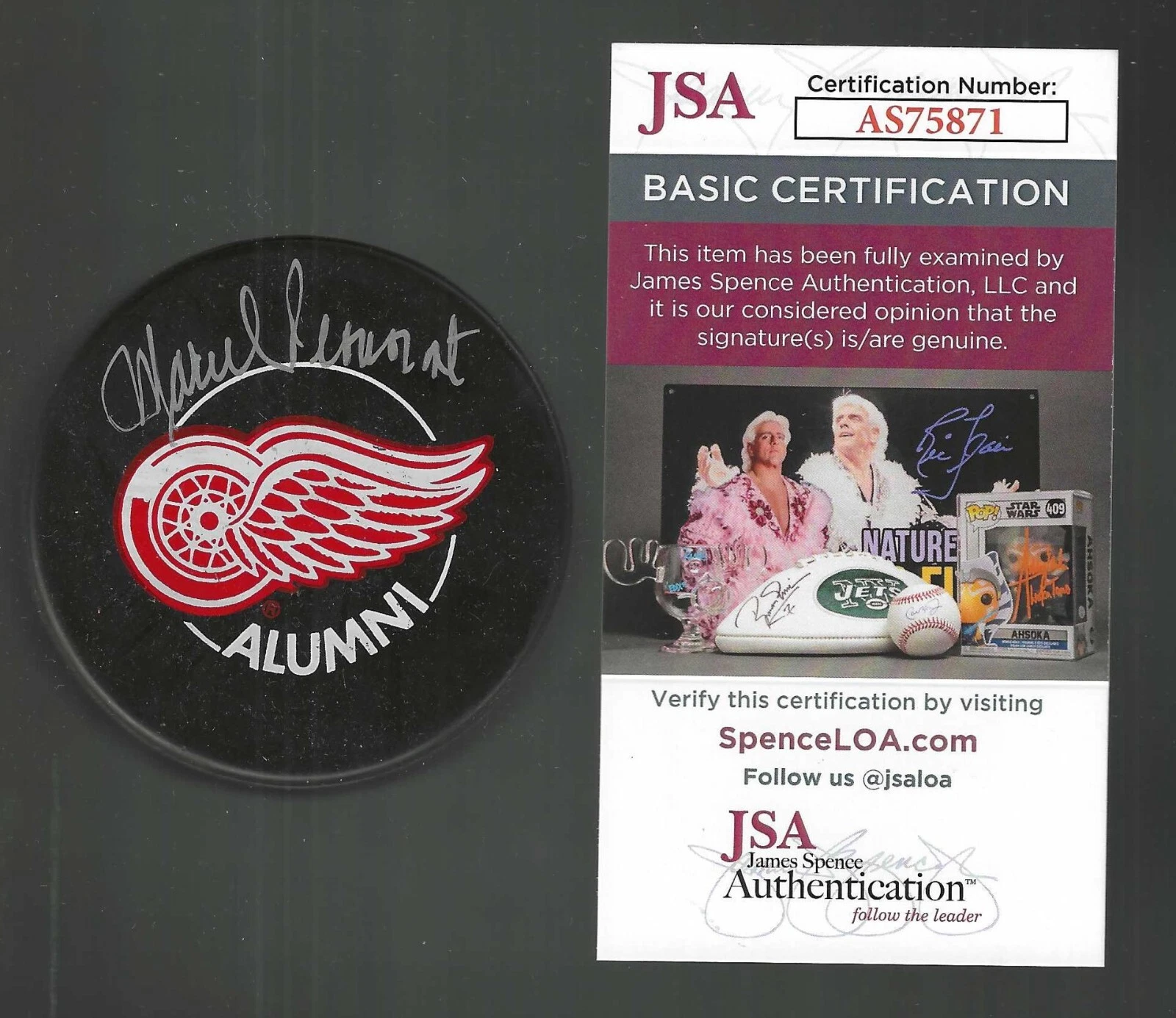 Marcel Pronovost Signed Detroit Red Wings Alumni Puck JSA COA